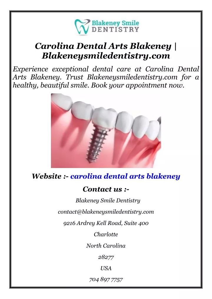 carolina dental arts blakeney