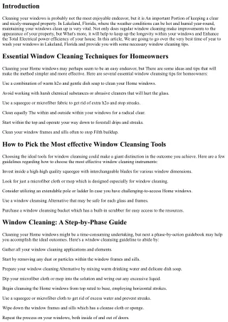 The very best Time of Year to Clean Your Home windows in Lakeland, Florida
