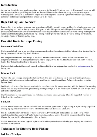 Rope Fishing 101: Important Knots and Strategies Every Angler Ought To Know