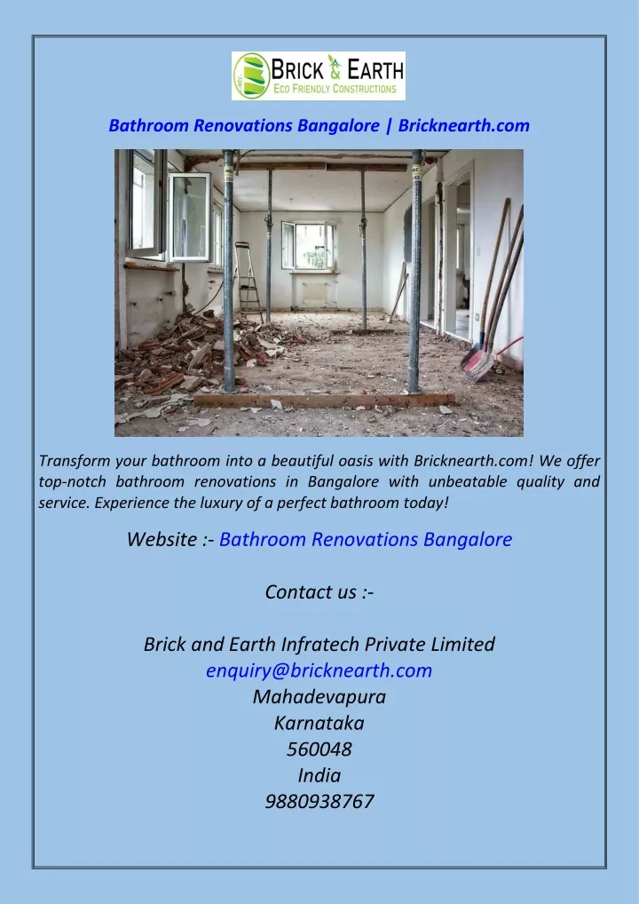 bathroom renovations bangalore bricknearth com