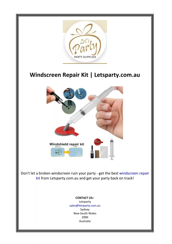 windscreen repair kit letsparty com au