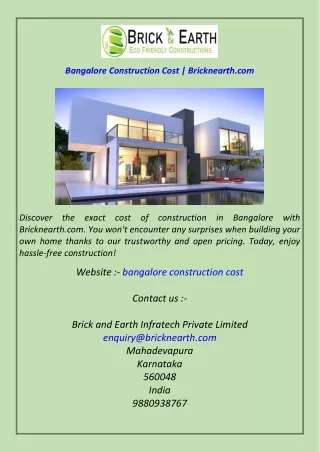 bangalore construction cost bricknearth com
