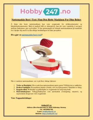 Nostemaskin Best i Test Finn Den Rette Maskinen For Dine Behov