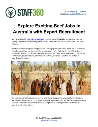 Explore Exciting Beef Jobs in Australia with Expert Recruitment