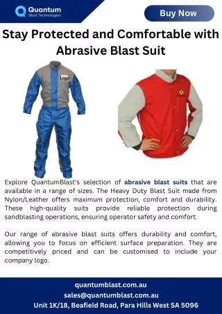 Stay Protected and Comfortable with Abrasive Blast Suit