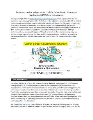 Businesses can learn about section 2 of the Carbon Border Adjustment Mechanism11.7.24