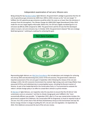 Independent examination of net zero 11.7.24