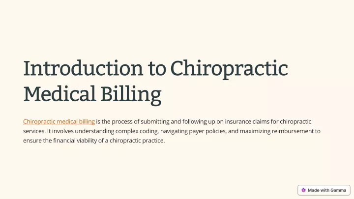 introduction to chiropractic medical billing