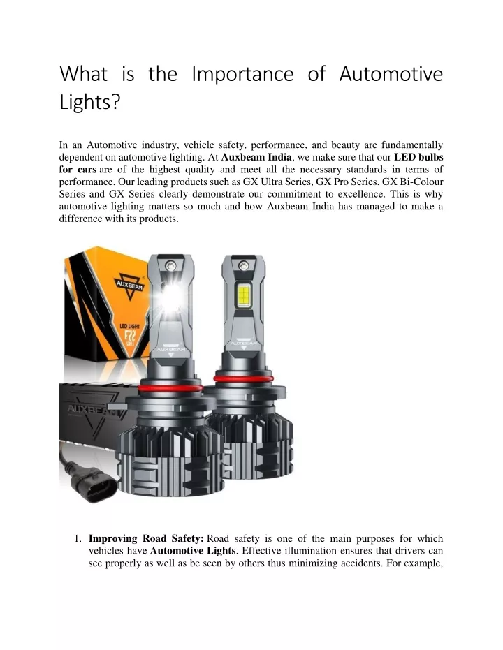 what is the importance of automotive lights