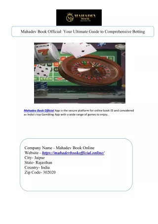 Mahadev Book Official Your Ultimate Guide to Comprehensive Betting