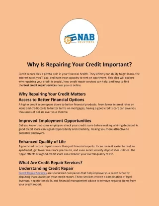 Why Is Repairing Your Credit Important?