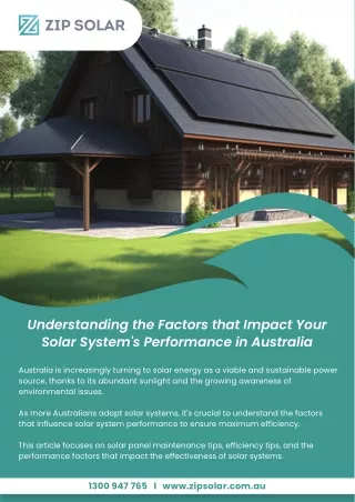 Understanding the Factors that Impact Your Solar System's Performance in Australia