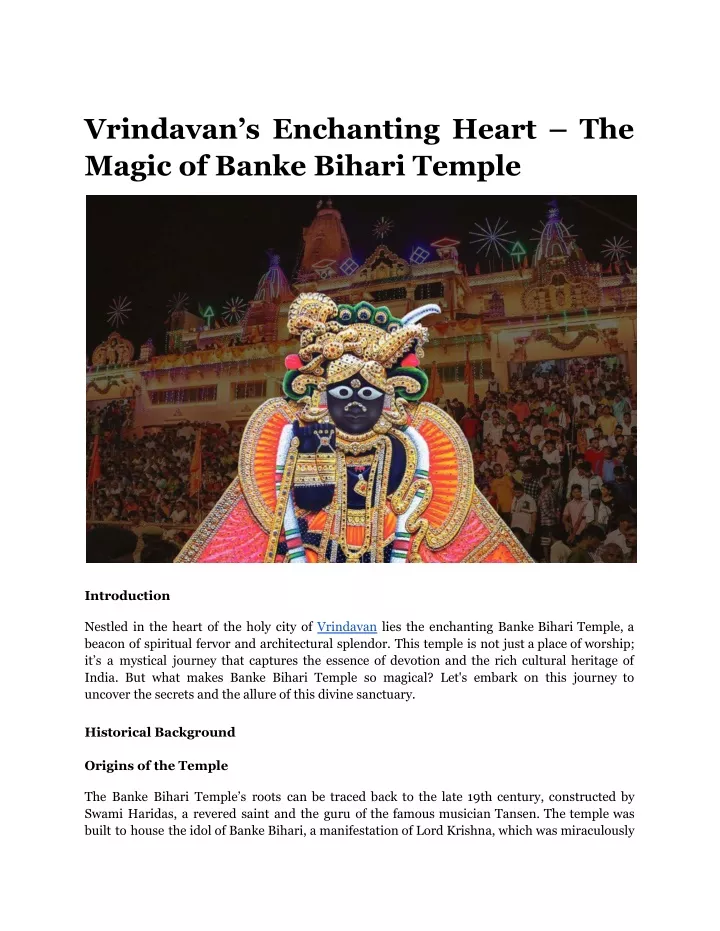 vrindavan s enchanting heart the magic of banke