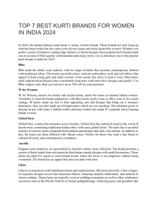 TOP 7 BEST KURTI BRANDS FOR WOMEN IN INDIA 2024