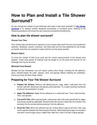 How to Plan and Install a Tile Shower Surround