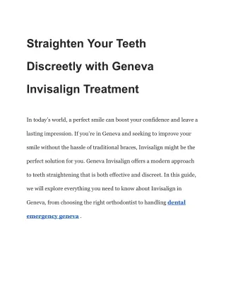 Straighten Your Teeth Discreetly with Geneva Invisalign Treatment
