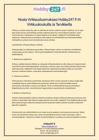 Nosta Virkkausluomuksiasi Hobby247.FiN Virkkuukoukuilla Ja Tarvikkeilla