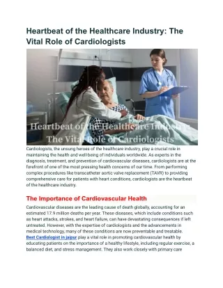 Heartbeat of the Healthcare Industry_ The Vital Role of Cardiologists