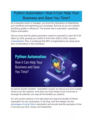 Python Automation: How It Can Help Your Business and Save You Time?
