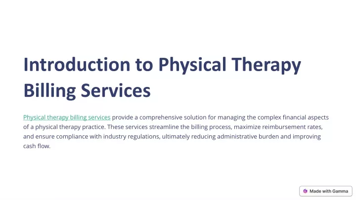 introduction to physical therapy billing services