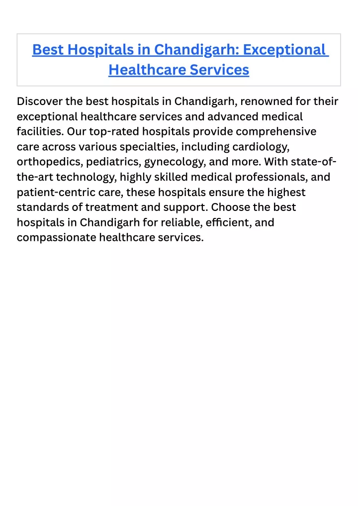 best hospitals in chandigarh exceptional