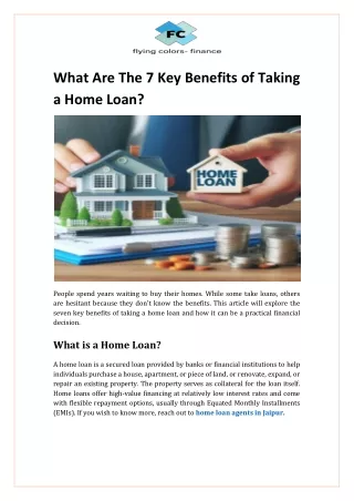 What Are The 7 Key Benefits of Taking a Home Loan