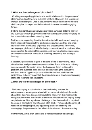 1 what are the challenges of pitch deck