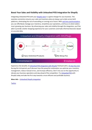 Boost Your Sales and Visibility with Unleashed POS Integration for Shopify