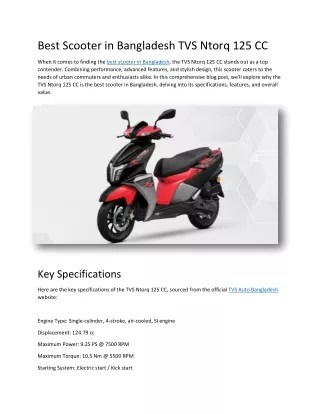 Best Scooter in Bangladesh TVS Ntorq 125 CC