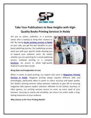 Take Your Publications to New Heights with High-Quality Books Printing Services