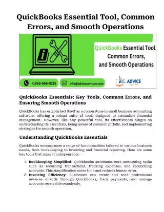 QuickBooks Essential Tool, Common Errors, and Smooth Operations