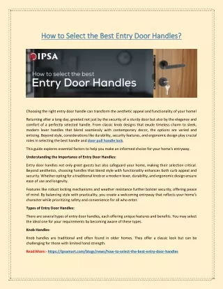 How to Select the Best Entry Door Handles?