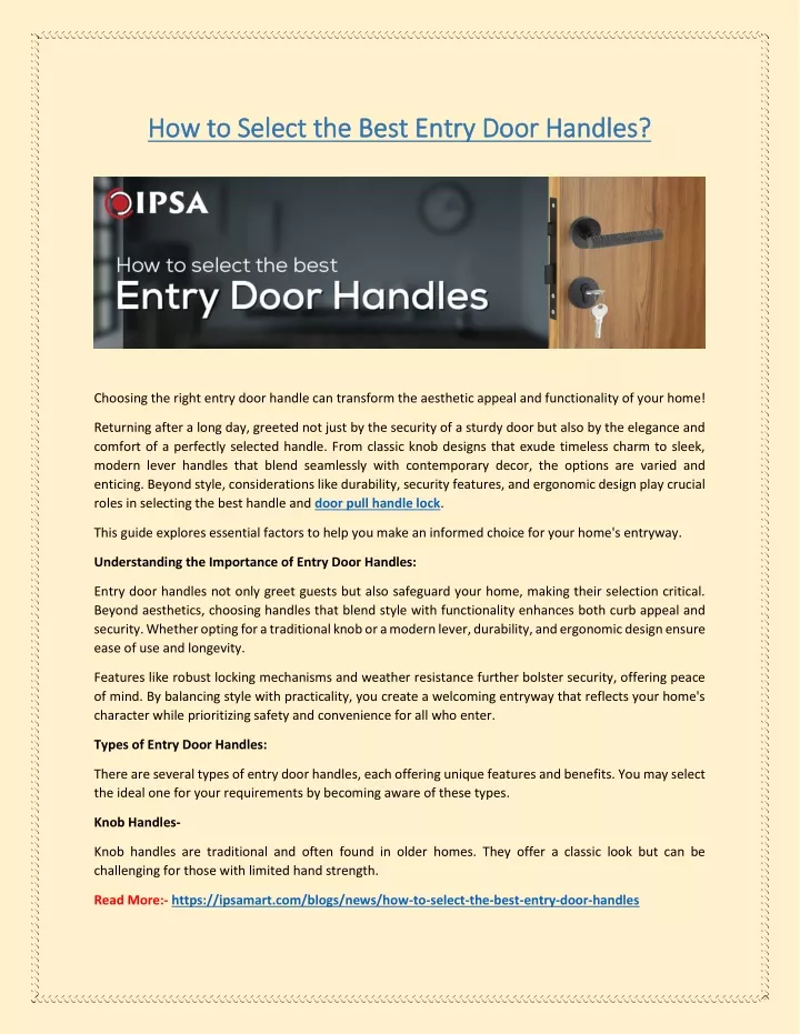 how to select the best entry door handles