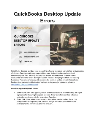 QuickBooks Desktop Update Errors