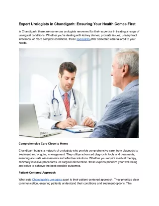 Expert Urologists in Chandigarh_ Ensuring Your Health Comes First