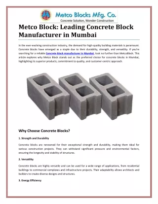 Leading Concrete Block Manufacturer in Mumbai