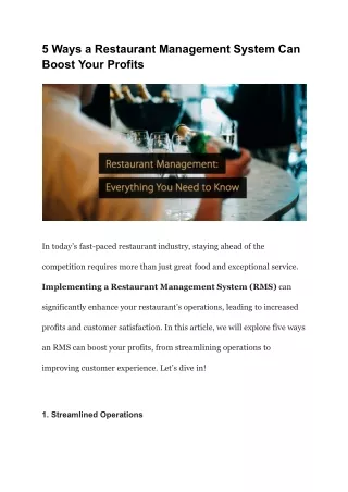 5 Ways a Restaurant Management System Can Boost Your Profits