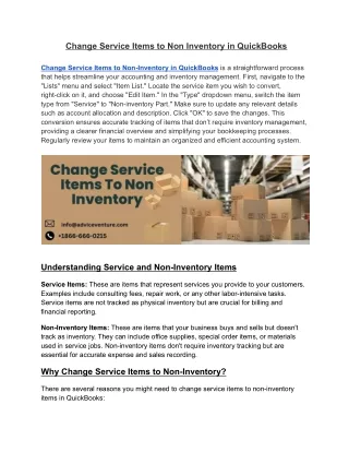 Change Service Items to Non Inventory in QuickBooks