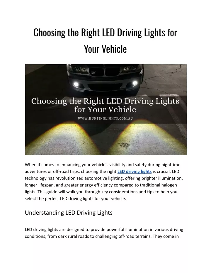 choosing the right led driving lights for your