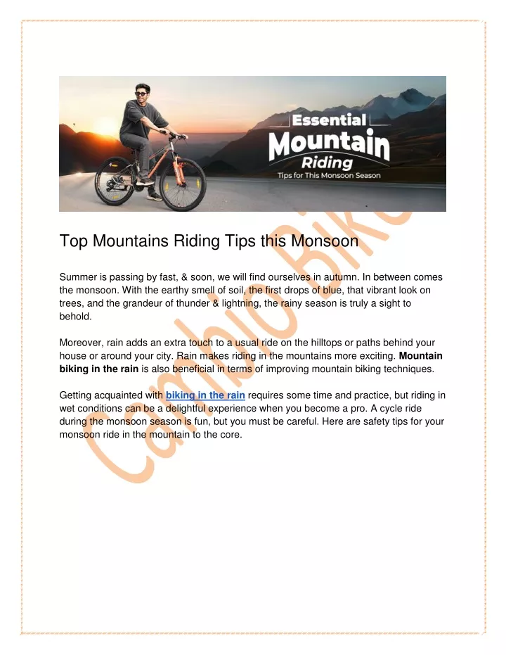 top mountains riding tips this monsoon