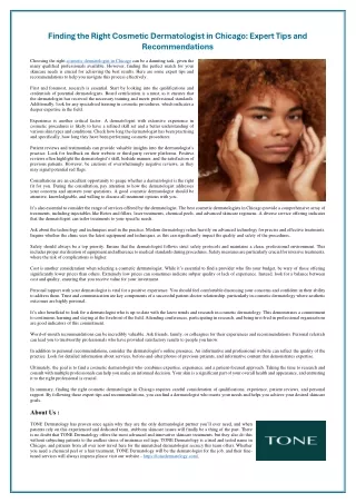 Finding the Right Cosmetic Dermatologist in Chicago Expert Tips and Recommendations