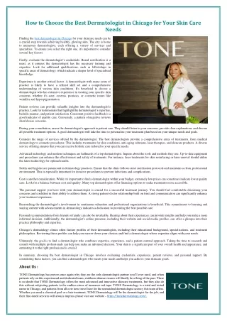 How to Choose the Best Dermatologist in Chicago for Your Skin Care Needs