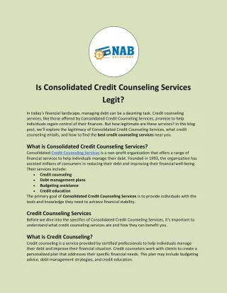 Is Consolidated Credit Counseling Services Legit?