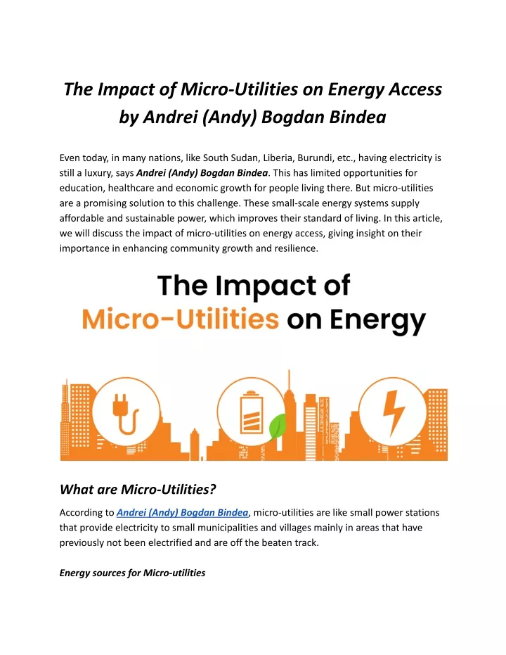 the impact of micro utilities on energy access