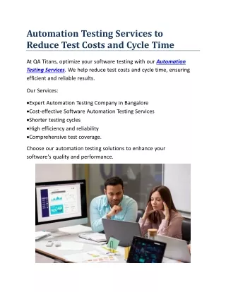automation testing services to reduce test costs