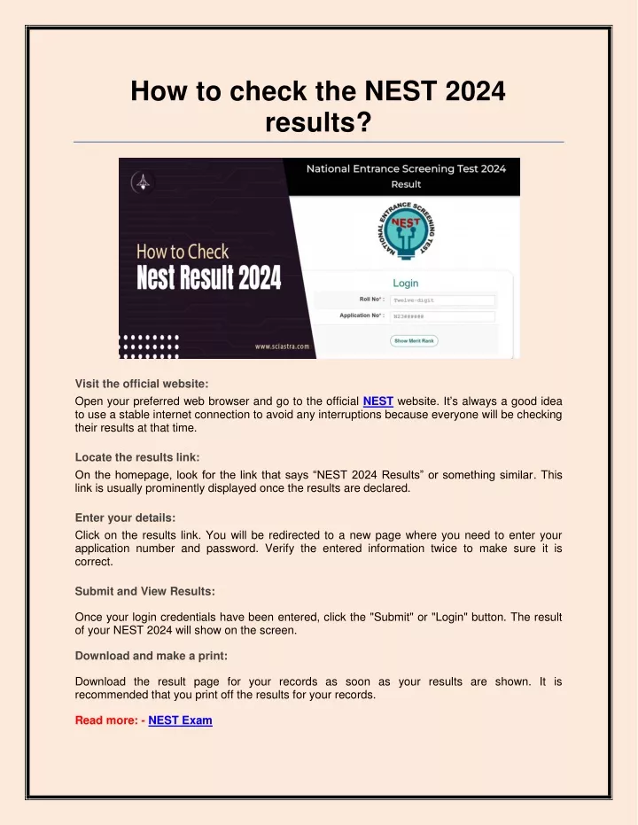 how to check the nest 2024 results