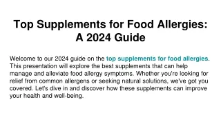 Top Supplements for Food Allergies  A 2024 Guide