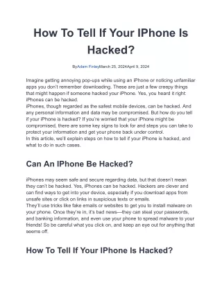 How To Tell If Your IPhone Is Hacked?