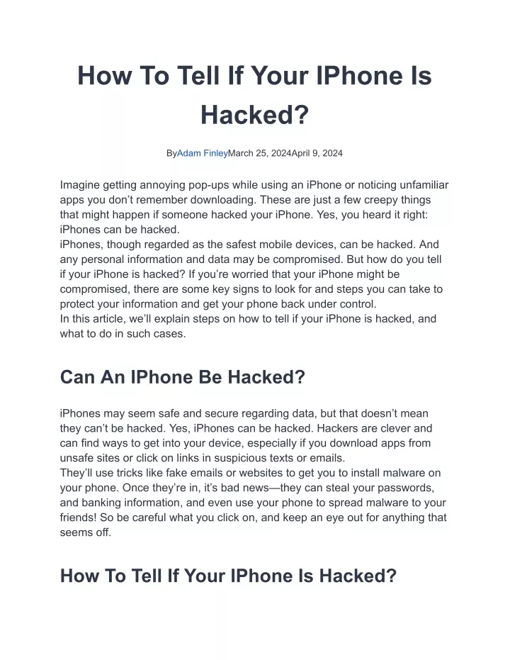 how to tell if your iphone is hacked