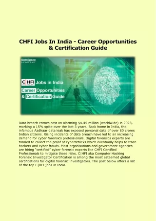 CHFI Jobs In India - Career Opportunities & Certification Guide